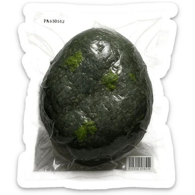 large stone with small patches of green moss, glossy and puffy sticker