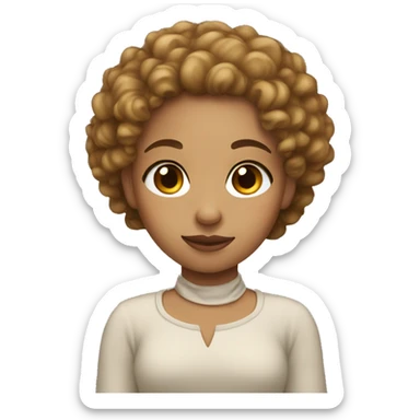 light skin girl with curly hair up to her shoulders sticker
