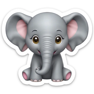 Cinematic Comical Baby Elephant Portrait Emoji, Head tilted dramatically with an exaggeratedly amused expression, featuring a striking soft gray hide with oversized, quirky ears and wide, expressive eyes full of playful disbelief, Simplified yet hilariously expressive features, highly detailed, glowing with a slightly sassy glow, high shine, dramatic yet playful, stylized with an air of cheeky mischief, bright and endearing, soft glowing outline, capturing the essence of a spirited and over-the-top baby elephant, so meme-worthy it feels like it could trumpet its way into internet fame instantly! sticker