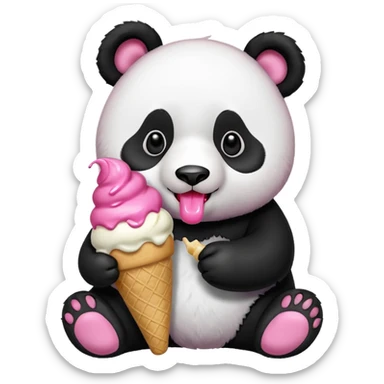 Panda eating ice cream sticker