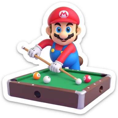 Super Mario shooting pool sticker
