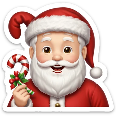 Santa Claus laughing and holding a cane. sticker