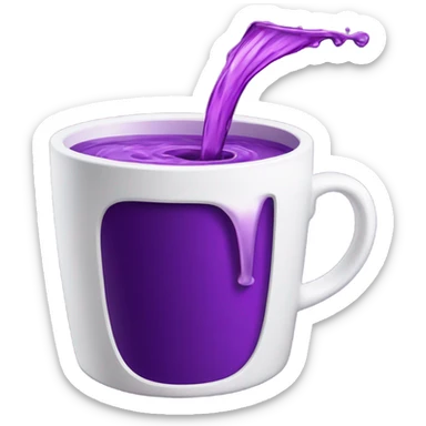 purple drink pouring out of a white cup sticker