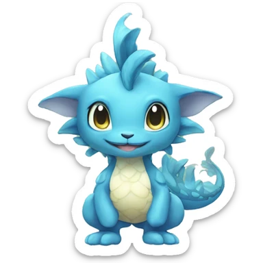 a anthro chibi-style water-type Fakémon-hybrid full body sticker