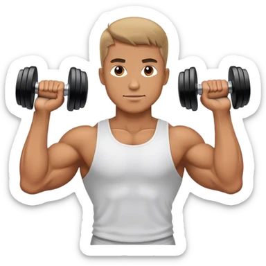 man holding dumbbells by his body side sticker