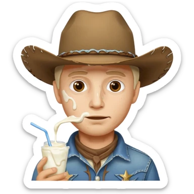 Cowboy with yogurt on face sticker