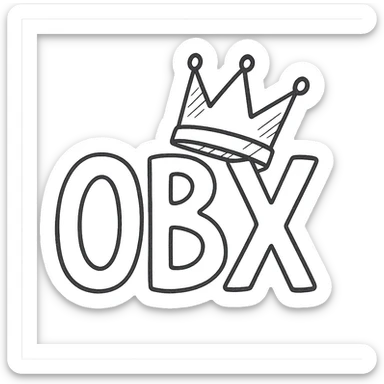 hand-drawn outlined style OBX letters with a tilted crown on top sticker