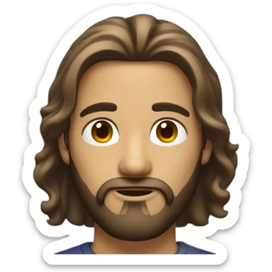 light brown guy with dark beard and long hair attached sticker