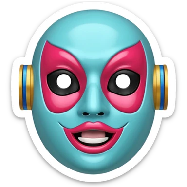 Please generate a multicolored mask with speaker as mouth. sticker