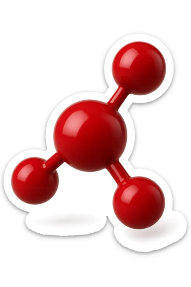 molecola chimica rossa, iperrealistico 4k, isolato su sfondo bianco, iperrealistico 4k, isolato su sfondo bianco sticker