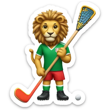 sharp images of  lion holding a field hockey stick sticker