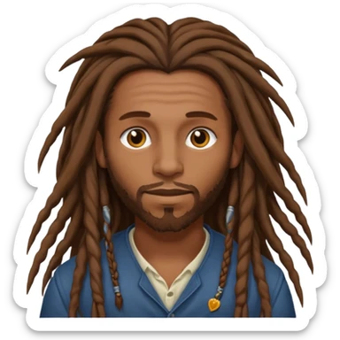Man with long brown dreadlocks sticker