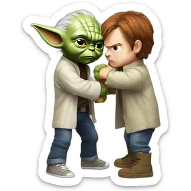 Yoda boxing with chucky furious sticker