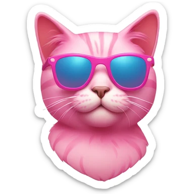 Pink cat with sunglasses  sticker