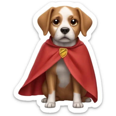 Dog wearing cape sticker