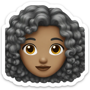 white girl with curly black shor hair sticker