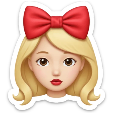 kissy face with bow sticker