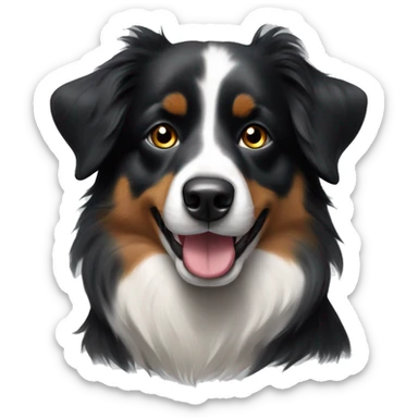 Small black australian shepherd dog with paintbrush and paint  sticker