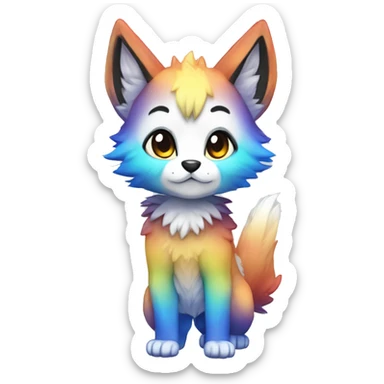 shiny, colorful, gradient, Kemono-style, Chibi, Anthro-Fur-Sona-Fakémon, Full Body sticker
