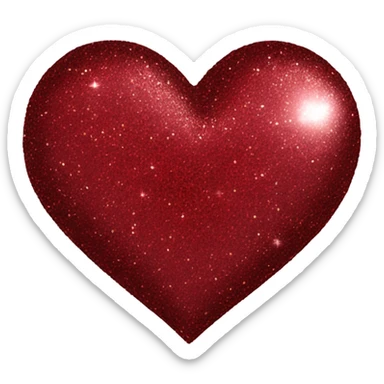 glittery dark red heart sticker