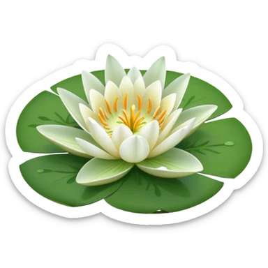 a pretty lily flower on a green circle lilypad sticker
