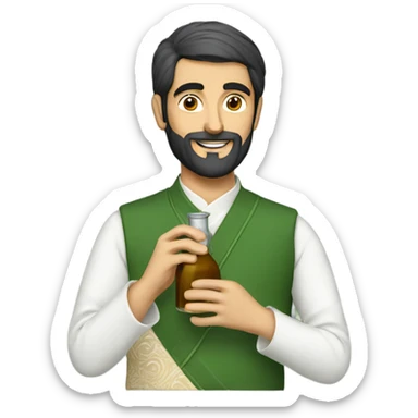 Persian man drinking sake bottle sticker