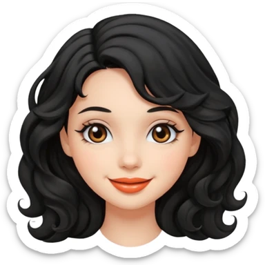 دختری با موهای مشکی مواج و چشم های مشکی و لب های هلویی sticker