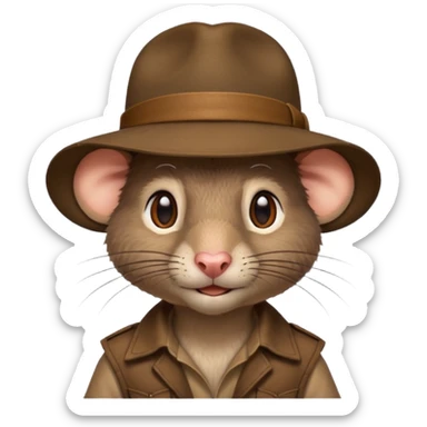 Life like rat wearing Indiana jones hat sticker
