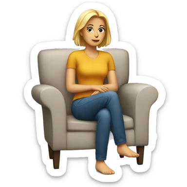 white woman sitting on chair  sticker