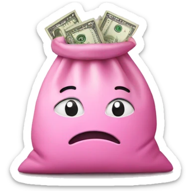 Money in pink money bag  sticker