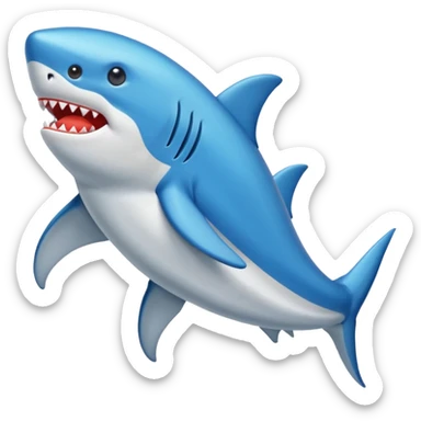 Crea un emoji de un tiburón con zapatillas azules sticker