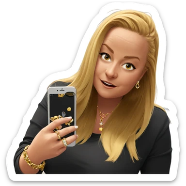 blonde girl with jewelry and phone sticker