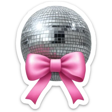 Mirrorball with pink bow on top sticker