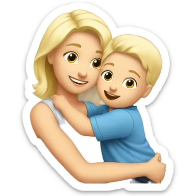 baby boy hug mommy blonde sticker