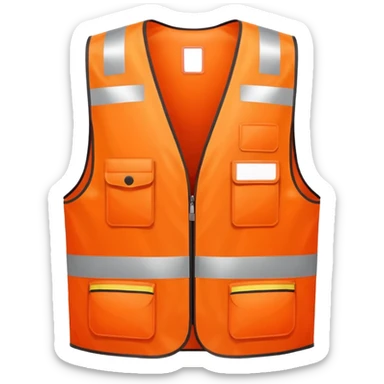 orange safety vest with reflective strips, emoji style sticker