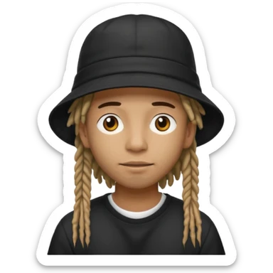 dreadlocks Street artist with black bucket hat sticker