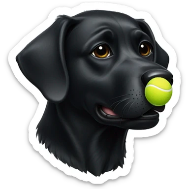 A black dog with a tennis ball in its mouth sticker