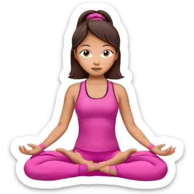 brunette Asian girl yoga pink outfit sticker