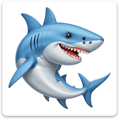 Un tiburón con zapatillas azules puestas sticker