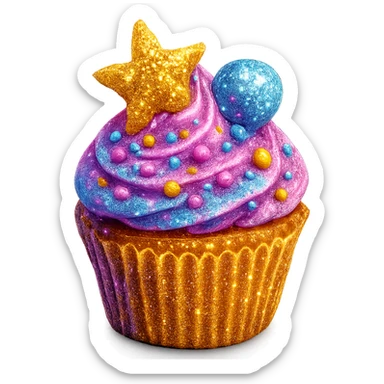sparkling cupcake sticker