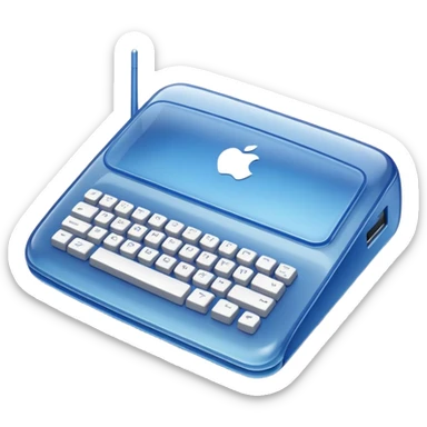 Y2K Apple computer translucent blue sticker