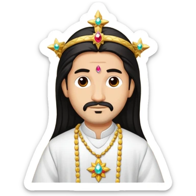 south asian star priest man long dark hair crystal sticker