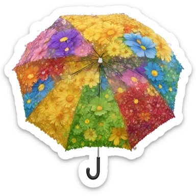 Large umbrella made of flowers with dew drops sticker