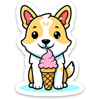 un cane con il gelato in testa sticker