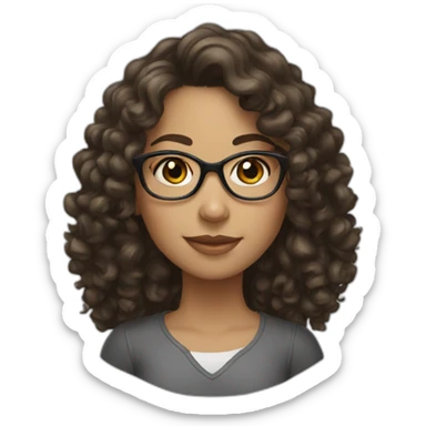 brunette girl with glasses and curly hair sticker