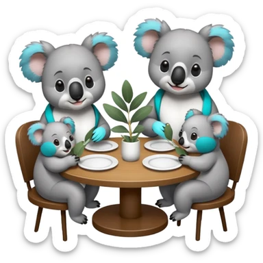 4 koalas à table sticker