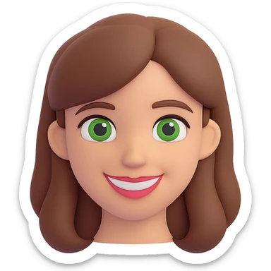 Make the woman smile in 3D emoji style, no background. sticker