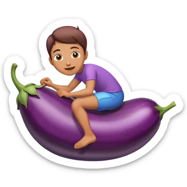 riding eggplant  sticker