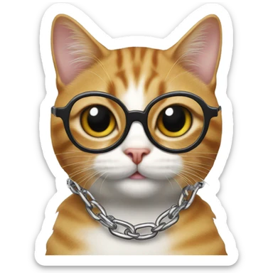 Cat dancing with glasses on with chain round neck sticker