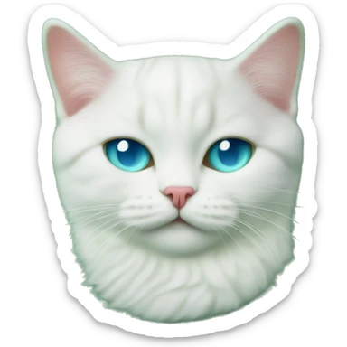 Withe British short hair cat wit blue eyes sleeps on a mint green fluffy carpet sticker